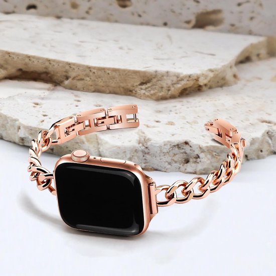 Metalen ketting band - Geschikt voor Apple Watch - Verstelbare RVS metalen ketting smartwatchband - Voor iWatch