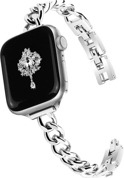 Metalen ketting band - Geschikt voor Apple Watch - Verstelbare RVS metalen ketting smartwatchband - Voor iWatch